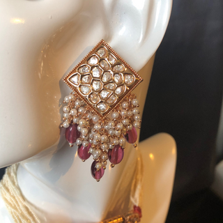 ISHANA Ruby Uncut-Kundan Necklace/Choker Set - Necklace Set