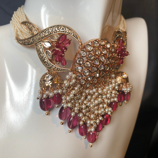 ARSHPREET Ruby Uncut-Kundan Necklace/Choker Set - Necklace Set