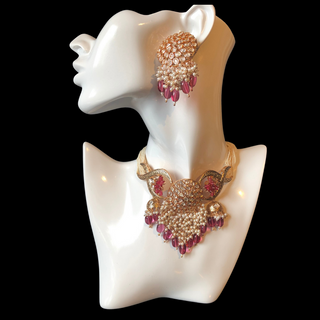 ARSHPREET Ruby Uncut-Kundan Necklace/Choker Set - Necklace Set