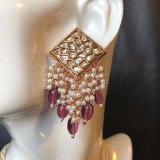ISHANA Ruby Uncut-Kundan Necklace/Choker Set - Necklace Set