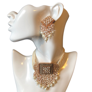 ISHANA Golden Uncut-Kundan Necklace/Choker Set - Necklace Set