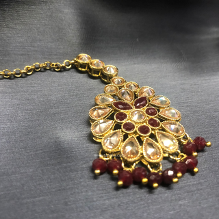 HANIYA Designer Maroon Long Haar Set - Necklace Set