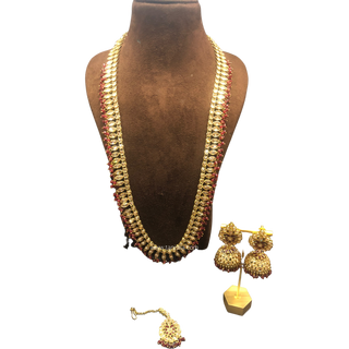 HANIYA Designer Maroon Long Haar Set - Necklace Set