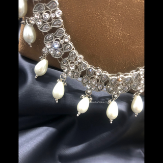 HANIYA Designer Antique Silver Long Haar Set - Necklace Set
