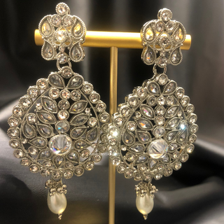 HANIYA Designer Antique Silver Long Haar Set - Necklace Set
