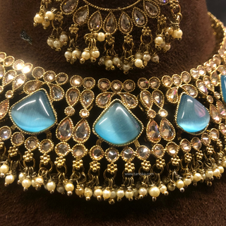 HANIYA Designer Sky Blue Necklace Set COMBO DEAL - Necklace Set