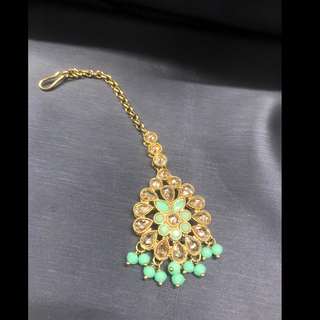 HANIYA Designer Mint Long Haar Set - Necklace Set