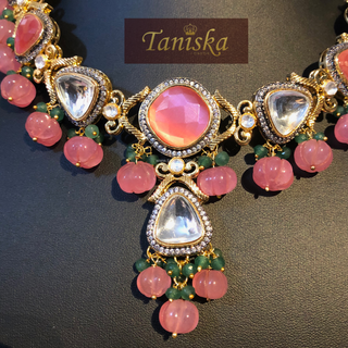 JAANAT - Baby Pink Dreamy Necklace Set - Necklace Set