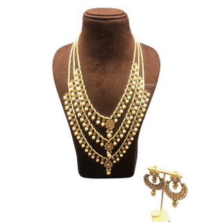 HANIYA 3 Tier Designer Golden Long Haar Set - Necklace Set