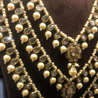 HANIYA 3 Tier Designer Golden Long Haar Set - Necklace Set