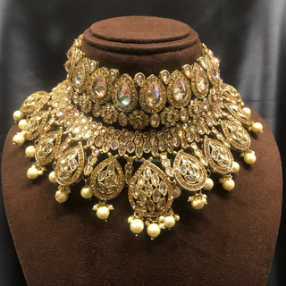 MISHKA Double Choker Necklace Set - Golden - Necklace Set