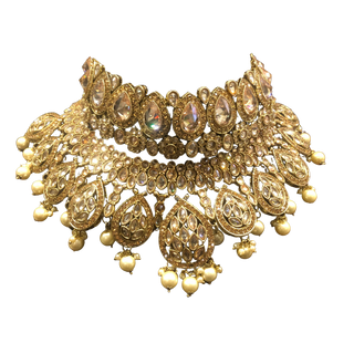 MISHKA Double Choker Necklace Set - Golden - Necklace Set