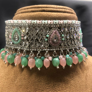 LIYANA Silver (Mint/Baby Pink) Necklace Set - Necklace Set