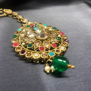 ANAYA Emerald Green (Multi Beads) Long Haar Set - Necklace Set