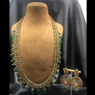 ANAYA Emerald Green (Multi Beads) Long Haar Set - Necklace Set