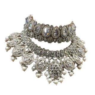MISHKA Double Choker Necklace Set - Silver - Necklace Set