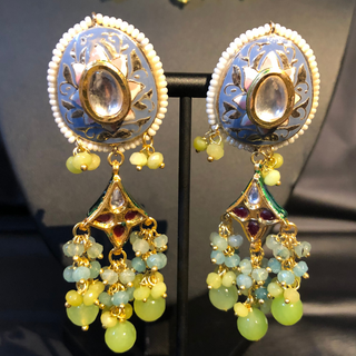 ZOYA Mint/Turquoise/Grey Combo Kundan Necklace Set - Necklace Set