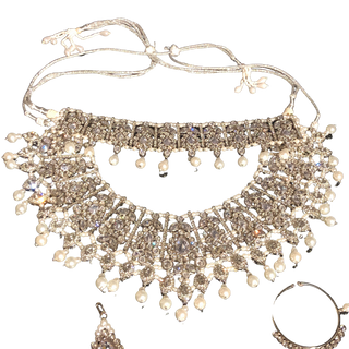KAIRA Silver Bridal Necklace Set Bundle - Necklace Set