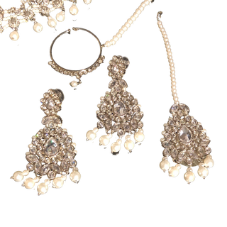 KAIRA Silver Bridal Necklace Set Bundle - Necklace Set