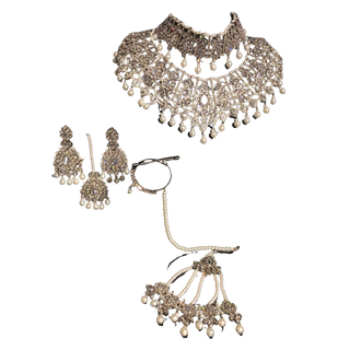 KAIRA Silver Bridal Necklace Set Bundle - Necklace Set