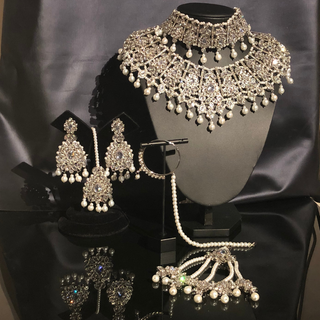 KAIRA Silver Bridal Necklace Set Bundle - Necklace Set