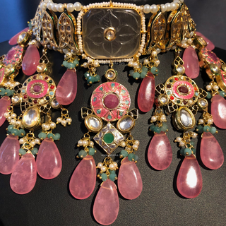EESHA Pink Kundan Necklace Set - Necklace Set