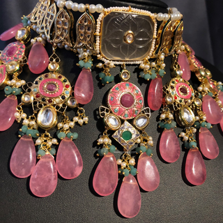 EESHA Pink Kundan Necklace Set - Necklace Set