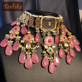 EESHA Pink Kundan Necklace Set - Necklace Set