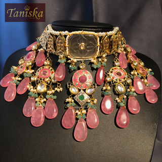 EESHA Pink Kundan Necklace Set - Necklace Set