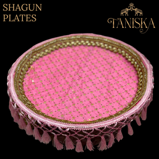Decorative Baby Pink Shagun Plate (with Frill) - Decorative Plates