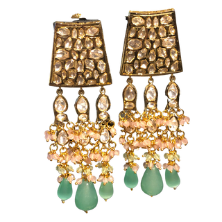 HEER Designer Mint/Baby Pink Kundan Necklace Set - Necklace Set