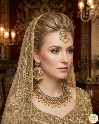 The Enchanted Vanya Champagne Pearl Heritage Necklace Set