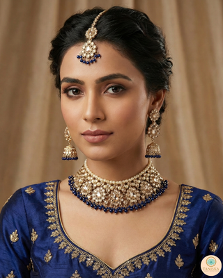 The Midnight Royale Navy & Pearl Reverse AD Choker Set