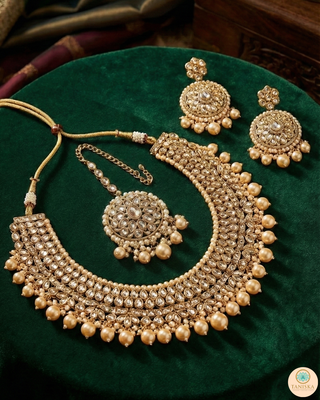 The Enchanted Vanya Champagne Pearl Heritage Necklace Set