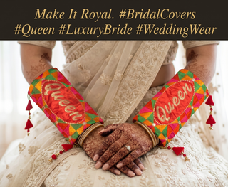 'Queen' Bridal Choora Covers – Luxury Phulkari Embroidered Bangle Sleeves for Brides