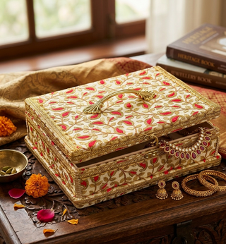 Handcrafted Embroidered Indian Jewelry Box – Decorative Keepsake Organizer