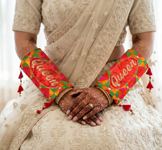 'Queen' Bridal Choora Covers – Luxury Phulkari Embroidered Bangle Sleeves for Brides