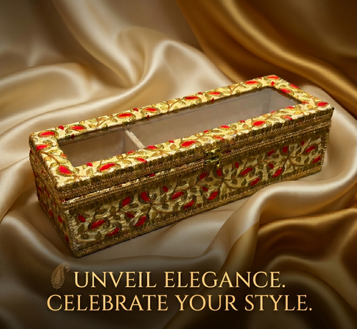 Premium Embroidered Bangle / Choora & Kalire Storage Box – Traditional Bridal Keepsake Organizer - Bangle Boxes