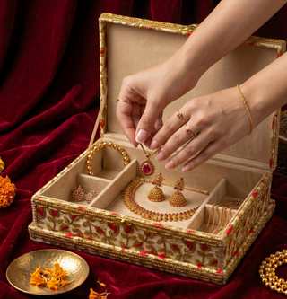Handcrafted Embroidered Indian Jewelry Box – Decorative Keepsake Organizer