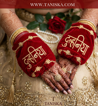 Luxury Velvet Chooda Covers - Bridal "Dulhaniya" Hand Accessories in Maroon