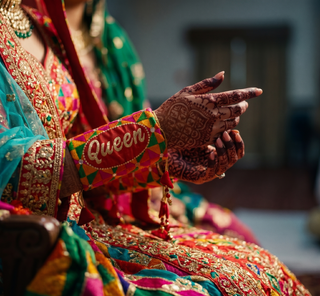 'Queen' Bridal Choora Covers – Luxury Phulkari Embroidered Bangle Sleeves for Brides