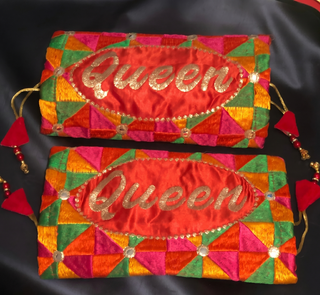 'Queen' Bridal Choora Covers – Luxury Phulkari Embroidered Bangle Sleeves for Brides