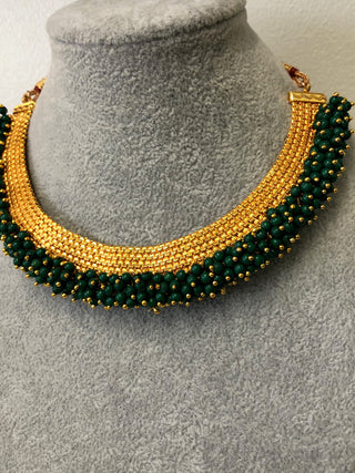 RANG-DE Pearl Necklace Set (Necklace Earrings) - Emerald Green - Necklace Set