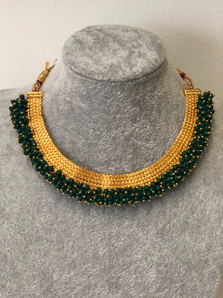 RANG-DE Pearl Necklace Set (Necklace Earrings) - Emerald Green - Necklace Set