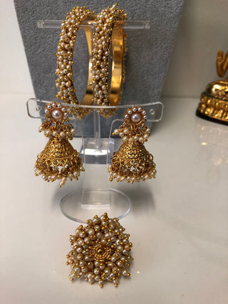 RANG-DE Pearl Necklace Set (Necklace Earrings) - Golden - Necklace Set