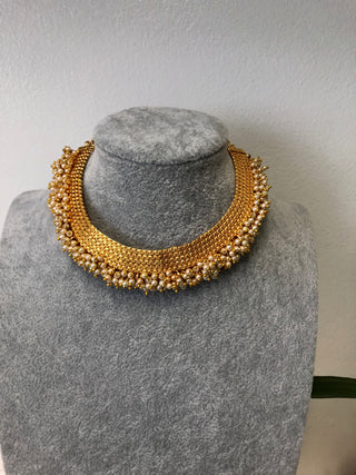 RANG-DE Pearl Necklace Set (Necklace Earrings) - Golden - Necklace Set