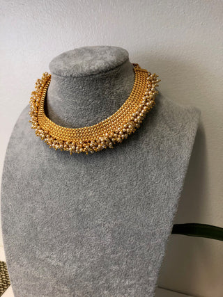 RANG-DE Pearl Necklace Set (Necklace Earrings) - Golden - Necklace Set