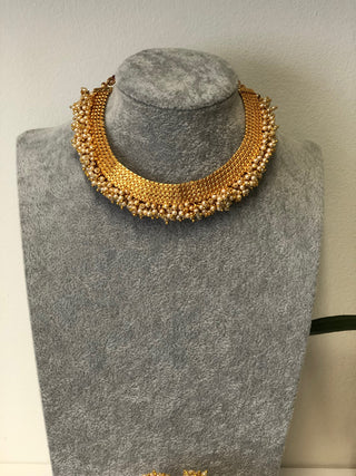 RANG-DE Pearl Necklace Set (Necklace Earrings) - Golden - Necklace Set