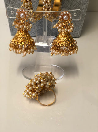 RANG-DE Pearl Necklace Set (Necklace Earrings) - Golden - Necklace Set