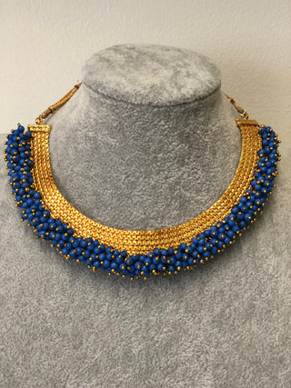 RANG-DE Pearl Necklace Set (Necklace Earrings) - Blue - Necklace Set
